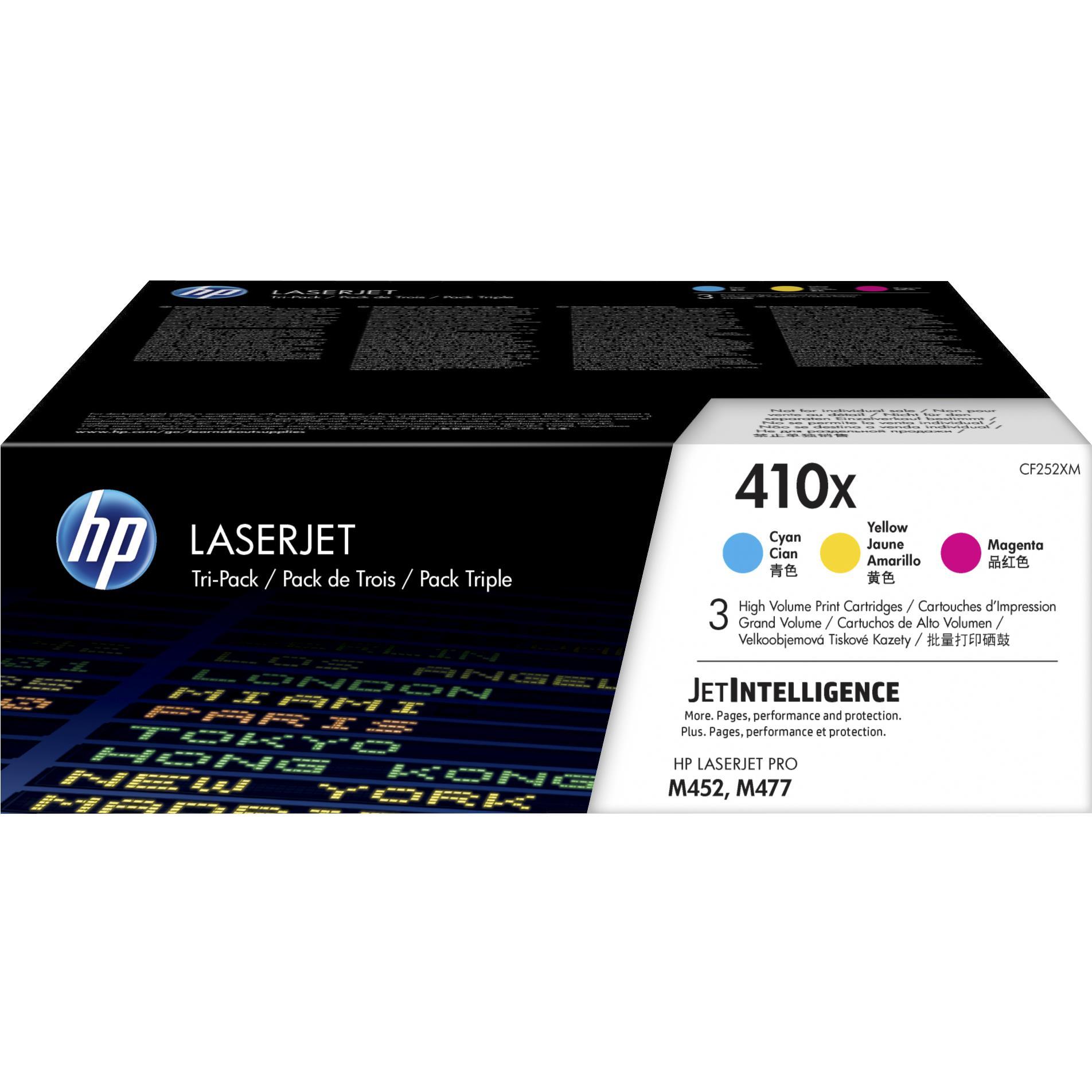 HP 410X Original LaserJet-Tonerkartuschen mit hoher Reichweite – dreifarbig, Cyan, Magenta, Gelb CF252XM